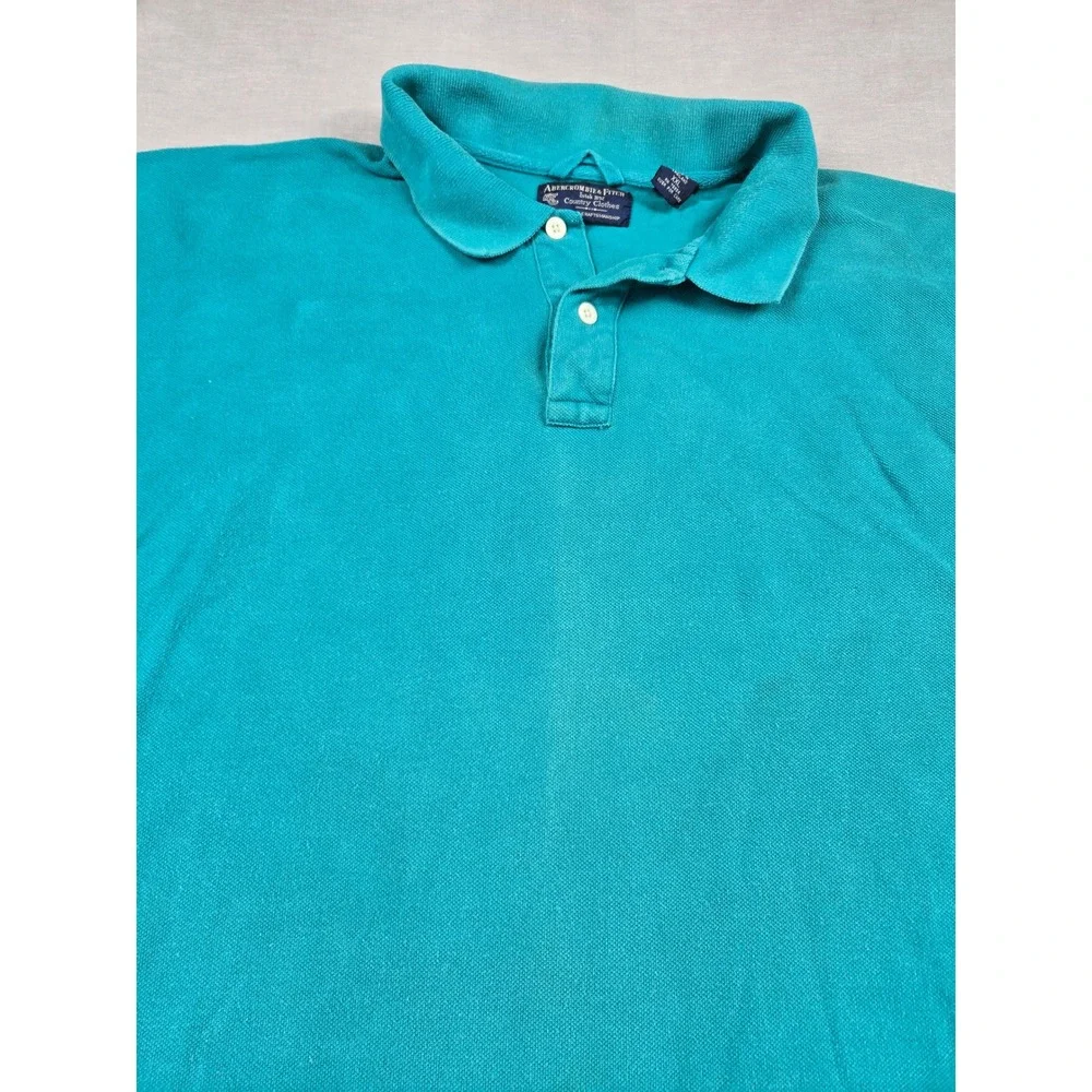 Vintage Abercrombie & Fitch Country Clothes Mens XXL Teal Green Pique Polo Shirt